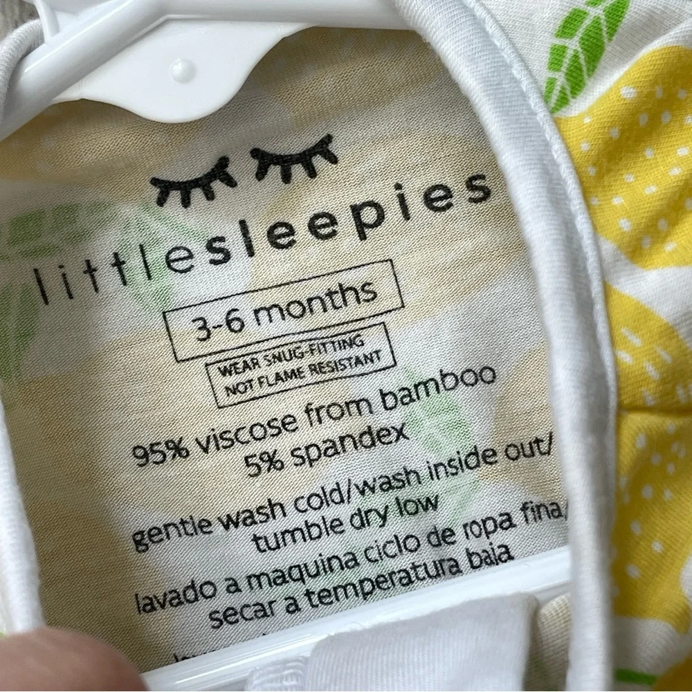 Little Sleepies Zippy bamboo lemon print baby Blue (size 3-6 months) sleep fruit